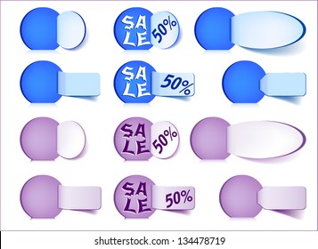 Set volume label of the blue and purple colors with a label and an inscription sale.