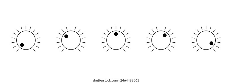 Set of Volume level knob signs. Round controller icon. Controller symbol collection. Vector Illustration.