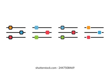 Set of Volume mixer icon, filter sound symbol button, switch sign vector illustration .