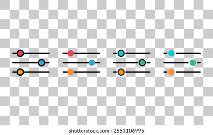 Conjunto de Volume mixer ícone, filtro som símbolo botão, alternar sinal vetor ilustração .