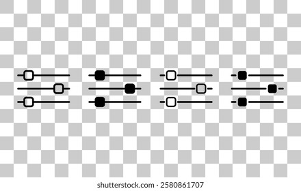 Set of Volume mixer icon, filter sound symbol button, switch sign vector illustration .