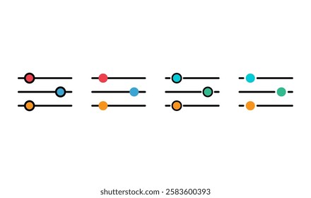 Set of Volume mixer icon, filter sound symbol button, switch sign vector illustration .