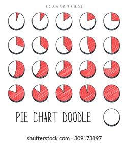Set volume segment pie charts Handmade with interest. Sketch the circuit Infographic
