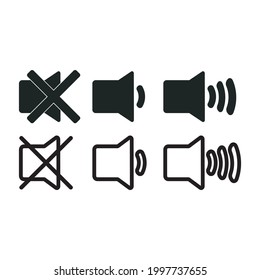 Set of volume or sound contol icon design illustration
