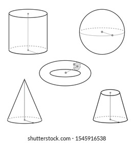 Set of volumetric geometrical shapes. Vector illustration