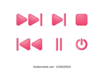 Set von Buttonsymbolen für volumetrische Medien-Player. Play and pause Tasten, Audio Video Player, Player Button Symbol. Vektorgrafik