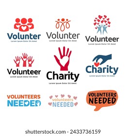 Set of volunteer logo premium vector illustration.