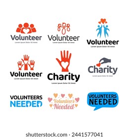 Set of volunteer logo premium vector illustration.