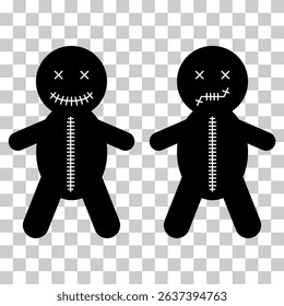 Set of Voodoo doll icon, halloween death toy. Cartoon magic symbol, vector illustration .