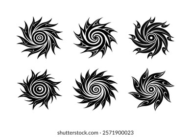 set of Vortex logo icon wave and spiral vector template 