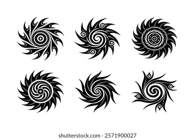 set of Vortex logo icon wave and spiral vector template 