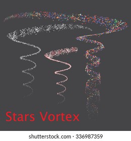 Set with vortices of colored stars. Vector illustration. EPS 8.