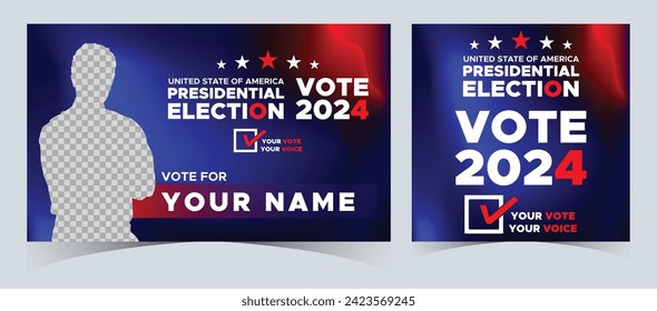 Set Of Vote 2024. Presidential election day in united states. Election 2024 USA. Political election campaign banner. background, post, Banner, card, poster design with Vote day November 5 US