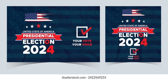 Set Of Vote 2024. Presidential election day in united states. Election 2024 USA. Political election campaign banner. background, post, Banner, card, poster design with Vote day November 5 US