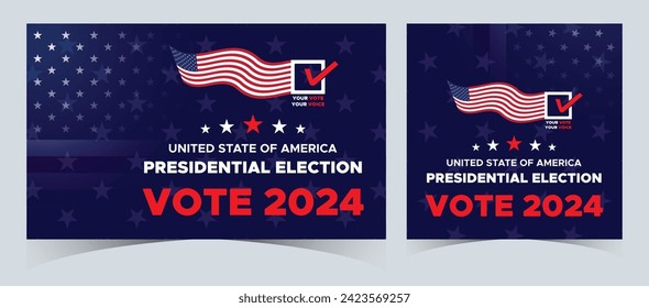 Set Of Vote 2024. Presidential election day in united states. Election 2024 USA. Political election campaign banner. background, post, Banner, card, poster design with Vote day November 5 US