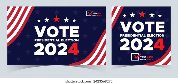 Set Of Vote 2024. Presidential election day in united states. Election 2024 USA. Political election campaign banner. background, post, Banner, card, poster design with Vote day November 5 US