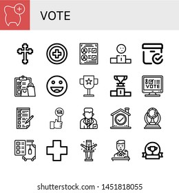 Set of vote icons such as Check, Cross, Red cross, Voting, Podium, Checked box, Ok, Award, Online voting, Checking, Like, Politician, Check out , vote