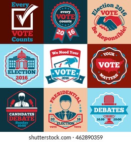 Set of Vote vector labels, badges for elections etc.