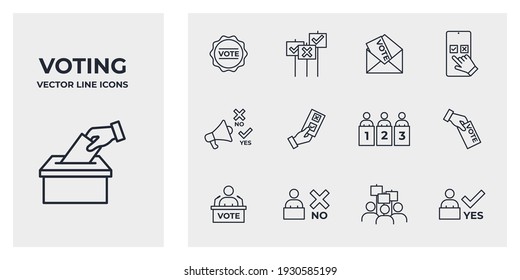 Set of Voting and Elections Icon. Electronic voting pack symbol template for graphic and web design collection logo vector illustration