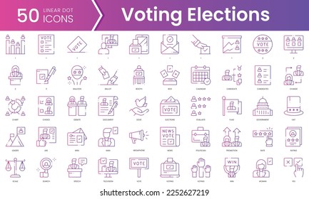 Set of voting elections icons. Gradient style icon bundle. Vector Illustration