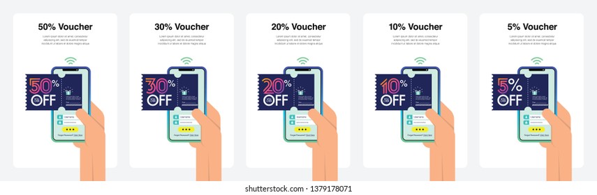 Set of Voucher in Modern Colour Transitions. Can Use Immediately for Promotions, Website, Commercial And Others. Vector.