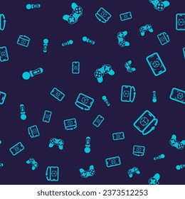 Set VR controller game, 3d modeling, Gamepad and  on seamless pattern. Vector