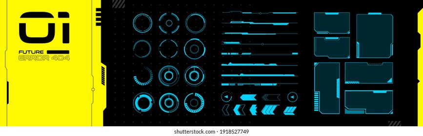 Set VR elements  Collection interface objects in cyberpunk style  Futuristic design for your application  software  framework  Future vector objects from 2077 
