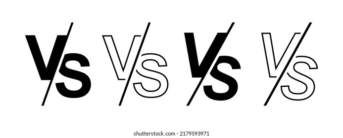 Set of vs icon on white background. VS letters for sports, fight, competition, battle, match, game. Versus logo, symbol and background. Vector illustration.