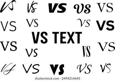 Conjunto de ilustración vs texto, versus tipografía