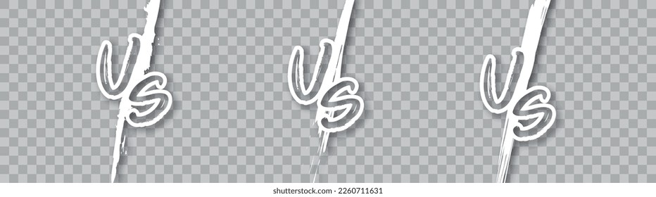 Set VS screen. Blue and red abstract versus background. Torn paper design. Fight template. Simple modern comic design. Flat style vector illustration 10 eps.