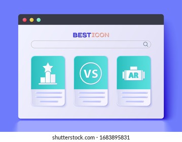 Set VS Versus battle, Star and Ar, augmented reality icon. Vector