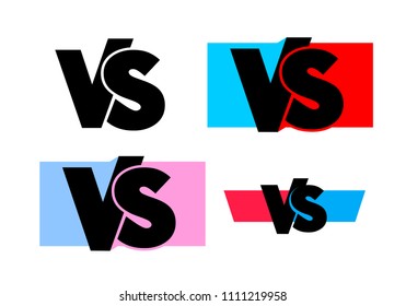Set of VS versus letters logo icon. VS versus symbol for confrontation or opposition design concept. Vector illustration. Isolated on white background