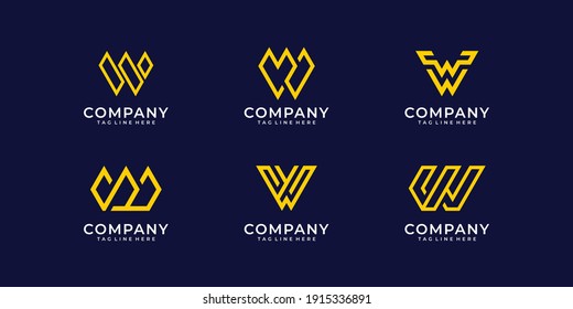 Set of w logo design collection inspiration. Logo can be used for icon, brand, identity, technology, abstract, and business company