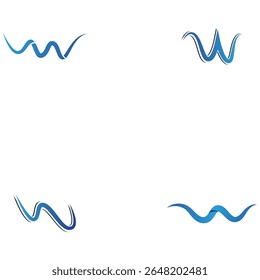 set of w water wave logo template vector