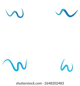 set of w water wave logo template vector