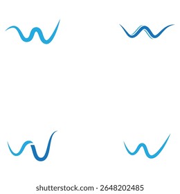 set of w water wave logo template vector