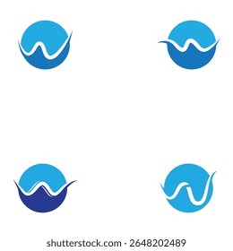 set of w water wave logo template vector