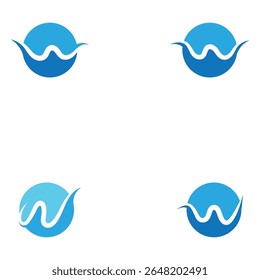 set of w water wave logo template vector