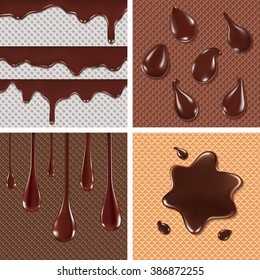 Set of wafer and flowing chocolate