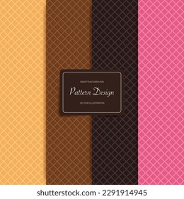 Conjunto de fondo de gofre con diferentes sabores. Diseño de patrones sin costura. Ilustración del vector