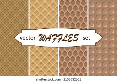 Set of waffle backgrounds.Vector set of seamless patterns from waffle backgrounds.
