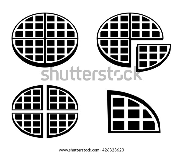 Set Waffle Icons Silhouette Style Vector 스톡 벡터(로열티 프리) 426323623