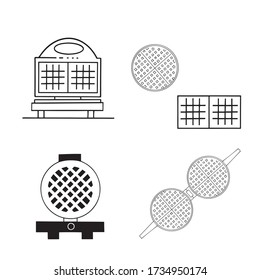 Set of waffle iron icons. outline of a waffle iron set. Vector illustration
