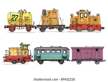 set of wagons and locomotive