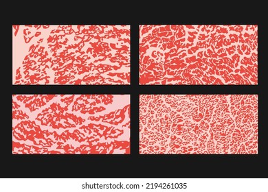 Set Wagyu Meat Marbled Background. Vector Illustration