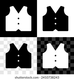 Ajuste el icono de Waistcover aislado en fondo transparente y negro y blanco. Chaleco clásico. Ropa formal para hombres.  Vector