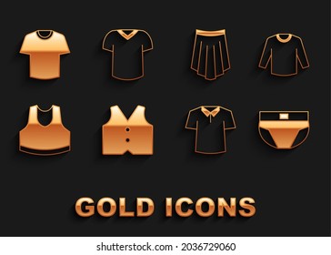 Set Waistcoat, Sweater, Men underpants, Shirt, Undershirt, Skirt, T-shirt and  icon. Vector