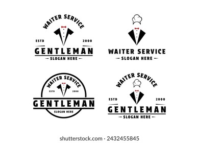 set of waiter service logo design concept idea