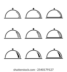 Set Kellner-Tray-Symbol, Speisekarte Restaurant Web-Symbol, Mittagessen Design Vektorgrafik .