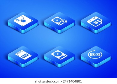 Set Waiting, Floppy disk, Hard drive HDD, SSD card, protection and Calendar icon. Vector